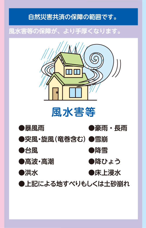 火災共済＜すまいる＞＋自然災害共済＜おまかせ＞の保障の特徴