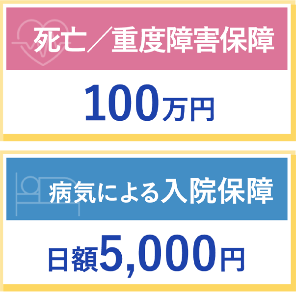 死亡／重度障害保障100万円